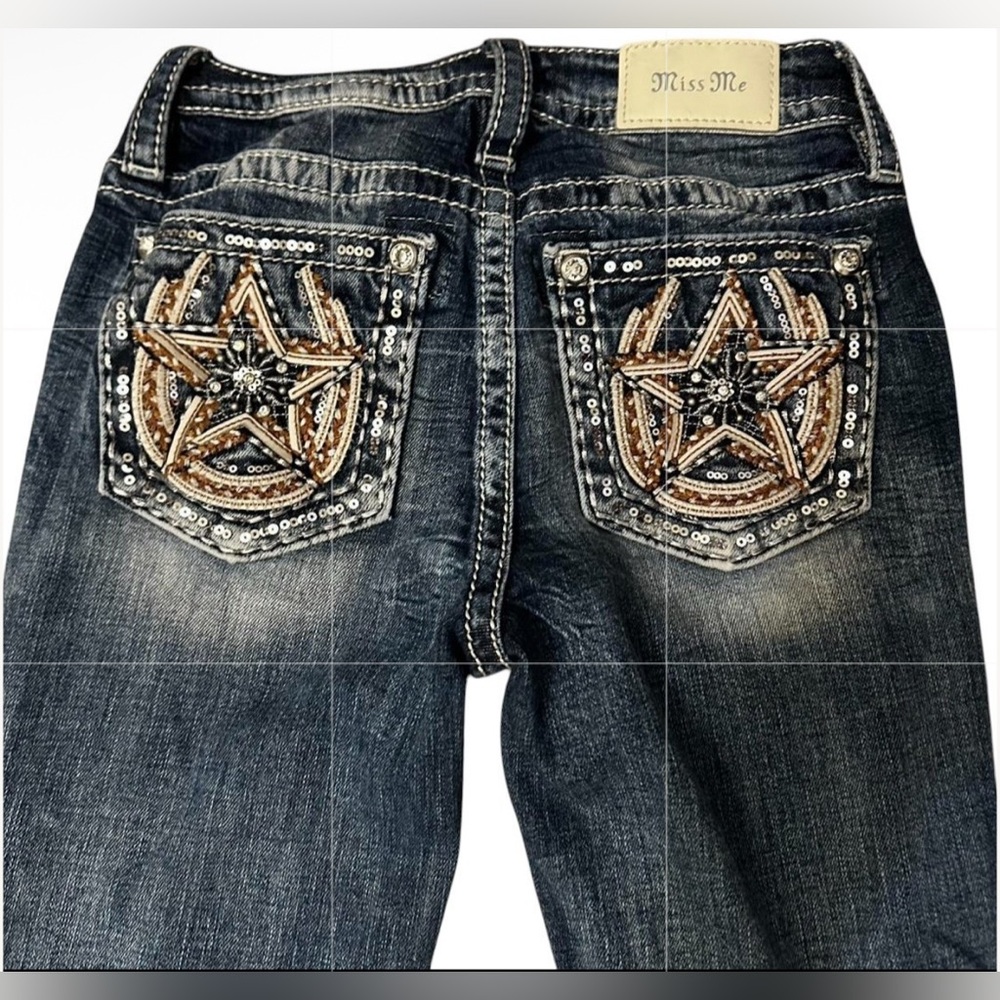 Miss Me Blue Jeans with Gold and Silver Embellished Star Pockets Size 25/34
